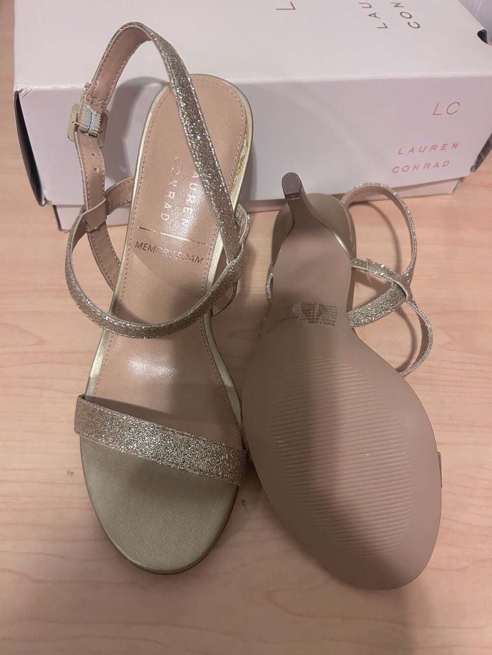 Lc Lauren Conrad Hazelnuts Gold Glitter Stiletto Heels Size 8 View 5